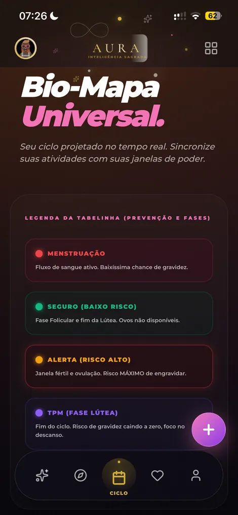 Tela real do Aura — Calendário