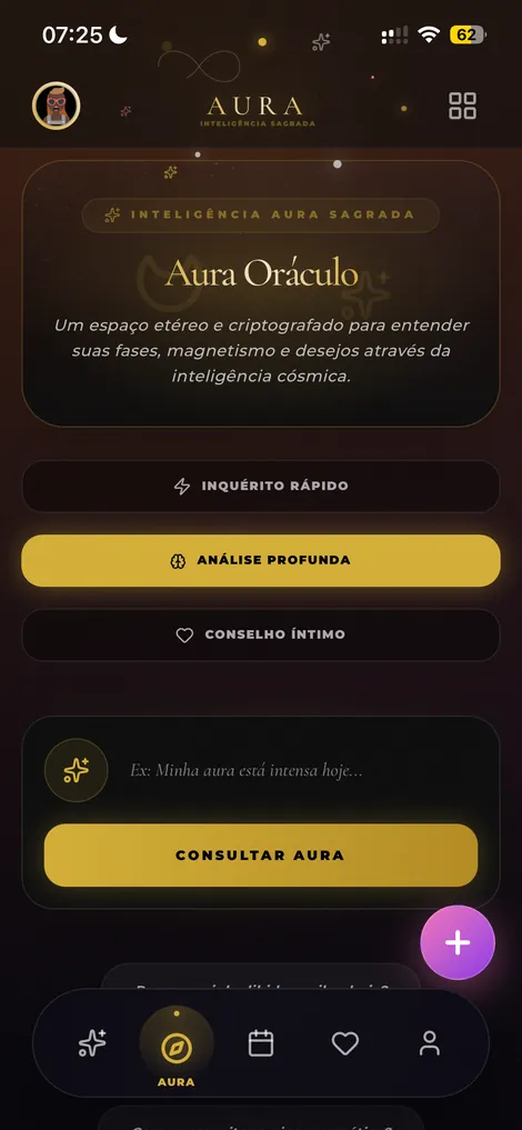 Tela real do Aura — Oráculo Ia