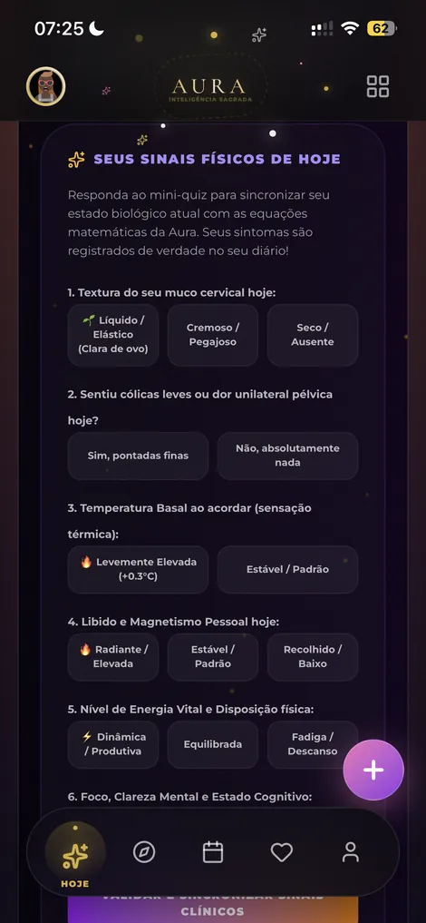 Tela real do Aura — Sinais Do Corpo